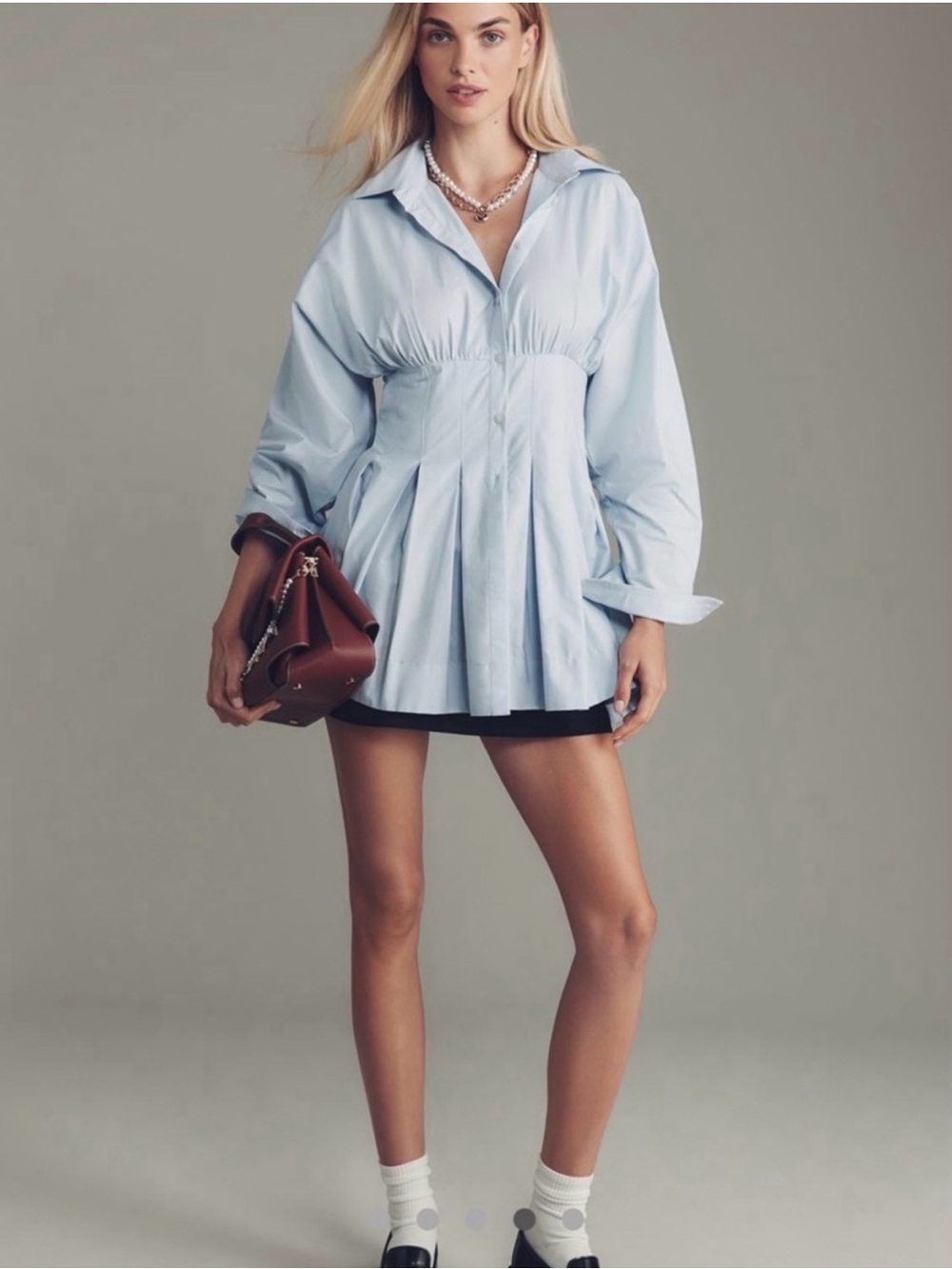 Anthropologie Maeve Long-Sleeve Cinched Buttondown Shirt